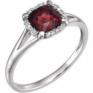 Mozambique Garnet & .05 CTW Diamond Ring