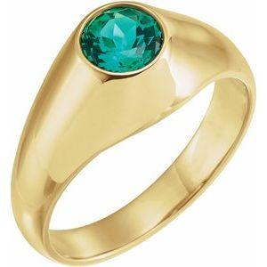 6.5 mm Round Chatham® Lab-Created Emerald Ring