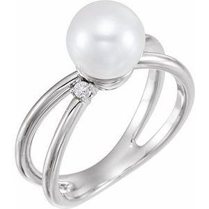 Freshwater Cultured Pearl & .04 CTW Diamond Ring