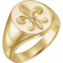 Load image into Gallery viewer, 16x11 Oval Fleur-de-lis Signet Ring
