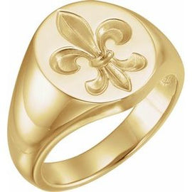16x11 Oval Fleur-de-lis Signet Ring