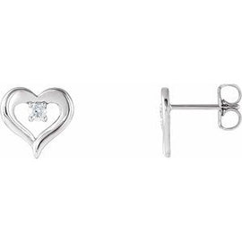 1/10 CTW Diamond Heart Stud Earrings