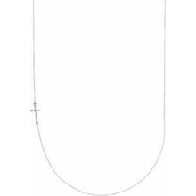Load image into Gallery viewer, .04 CTW Diamond Off-Center Sideways Cross 16&quot; Necklace

