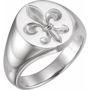 16x11 Oval Fleur-de-lis Signet Ring