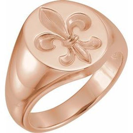 16x11 Oval Fleur-de-lis Signet Ring