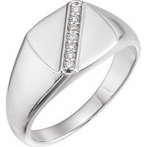 1/10 CTW Diamond 12 mm Square Signet Ring