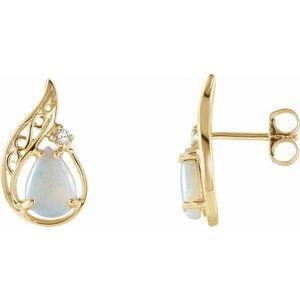 Opal & .03 CTW Diamond Earrings