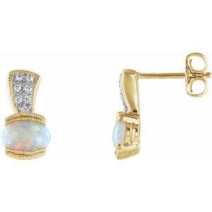 Opal & .07 CTW Diamond Earrings