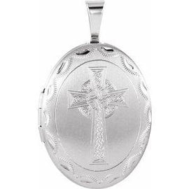 Oval Celtic-Inspired Cross Locket