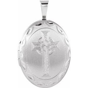 Oval Celtic-Inspired Cross Locket