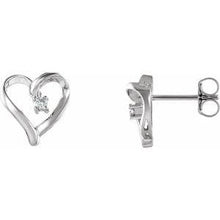 Load image into Gallery viewer, .04 CTW Diamond Heart Earrings
