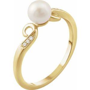 Freshwater Cultured Pearl & .02 CTW Diamond Ring