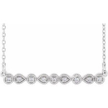 Load image into Gallery viewer, .07 CTW Diamond Milgrain Bar 16-18&quot; Necklace
