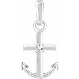 .03 CTW Diamond Anchor Pendant