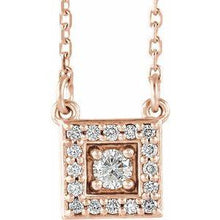 Load image into Gallery viewer, 1/8 CTW Diamond Halo-Style Square 16-18&quot; Necklace
