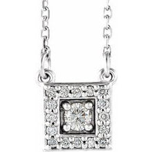 Load image into Gallery viewer, 1/8 CTW Diamond Halo-Style Square 16-18&quot; Necklace
