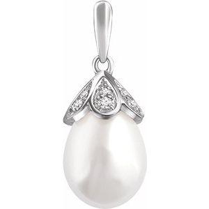 Freshwater Cultured Pearl & 1/8 CTW Diamond Pendant