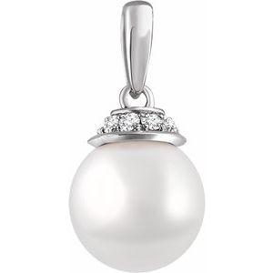 Freshwater Cultured Pearl & .08 CTW Diamond Pendant