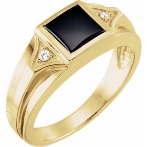 Onyx & .04 CTW Diamond Bezel-Set Ring