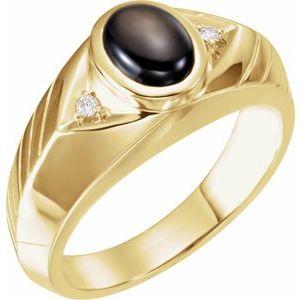 Black Star Sapphire & Diamond Men's Ring