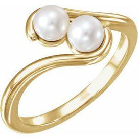 Freshwater Cultured Pearl Two-Stone Ring