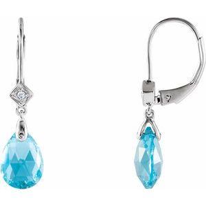Swiss Blue Topaz & .025 CTW Diamond Earrings