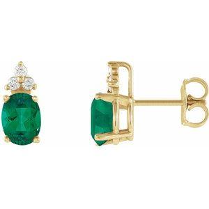 Emerald & Diamond Accented Earrings