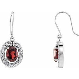 Mozambique Garnet & 3/8 CTW Diamond Earrings