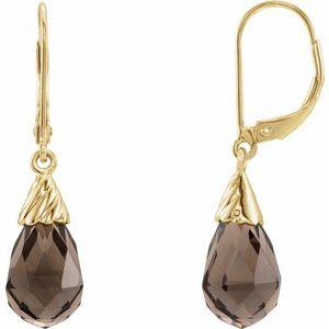 Smoky Quartz Briolette Lever Back Earrings