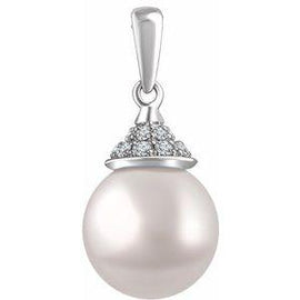Freshwater Cultured Pearl & 1/8 CTW Diamond Pendant