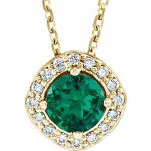 Load image into Gallery viewer, Chatham® Created Emerald &amp; .08 CTW Diamond 18&quot; Necklace
