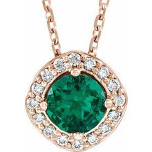 Load image into Gallery viewer, Chatham® Created Emerald &amp; .08 CTW Diamond 18&quot; Necklace
