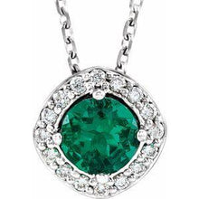 Load image into Gallery viewer, Chatham® Created Emerald &amp; .08 CTW Diamond 18&quot; Necklace
