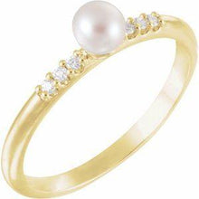 Load image into Gallery viewer, Freshwater Cultured Pearl &amp; .05 CTW Diamond Ring
