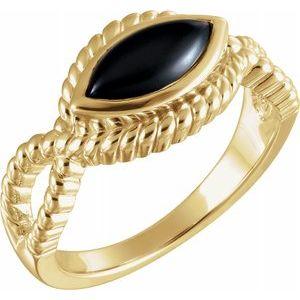 Onyx Bezel-Set Rope Ring