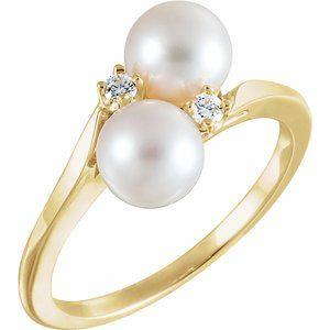 Akoya Cultured Pearl & .06 CTW Diamond Bypass Ring