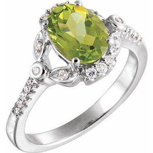 1/6 CTW Diamond & Peridot Ring