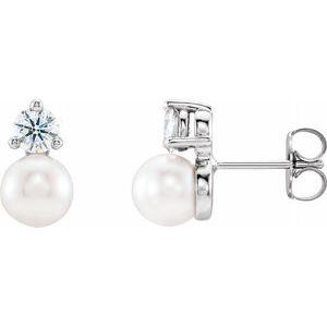 Freshwater Cultured Pearl & 1/2 CTW Diamond Earrings