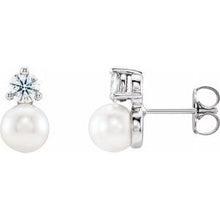 Load image into Gallery viewer, Freshwater Cultured Pearl &amp; 1/2 CTW Diamond Earrings
