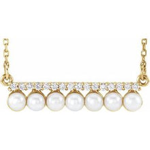Load image into Gallery viewer, Freshwater Cultured Pearl &amp; 1/8 CTW Diamond Bar 16-18&quot; Necklace
