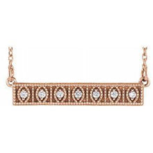Load image into Gallery viewer, .06 CTW Diamond Milgrain Bar 16-18&quot; Necklace
