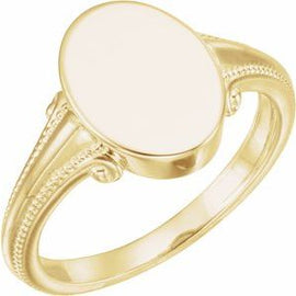 13x9.65 mm Oval Signet Ring