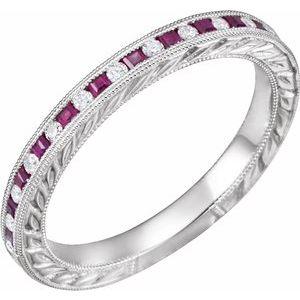 Ruby & 1/8 CTW Diamond Anniversary Band