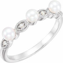 Load image into Gallery viewer, Freshwater Cultured Pearl &amp; .03 CTW Diamond Stackable Ring
