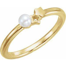 Load image into Gallery viewer, Freshwater Cultured Pearl Youth Double Star Ring
