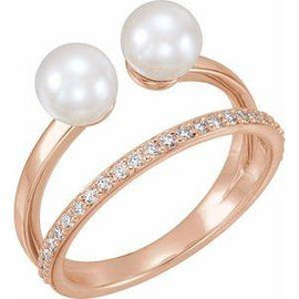 Freshwater Cultured Pearl & 1/5 CTW Diamond Ring