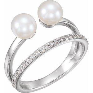 Freshwater Cultured Pearl & 1/5 CTW Diamond Ring