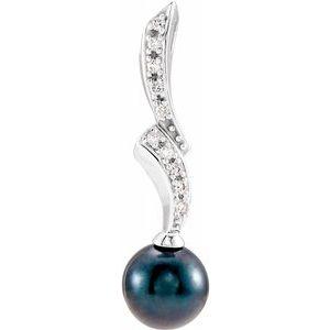 Black Akoya Cultured Pearl & 1/10 CTW Diamond Pendant