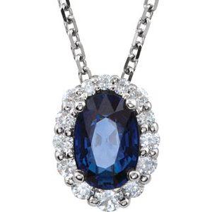 Blue Sapphire & 1/6 CTW Diamond 18