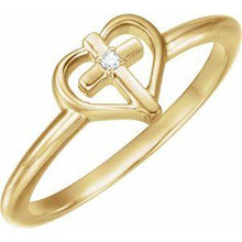 Load image into Gallery viewer, .01 CT Diamond Cross with Heart Ring
